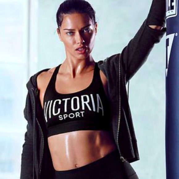 NEW! Victoria Sport Spellout Graphic The Player Sports BRA Black White SZ M - Picture 4 of 12